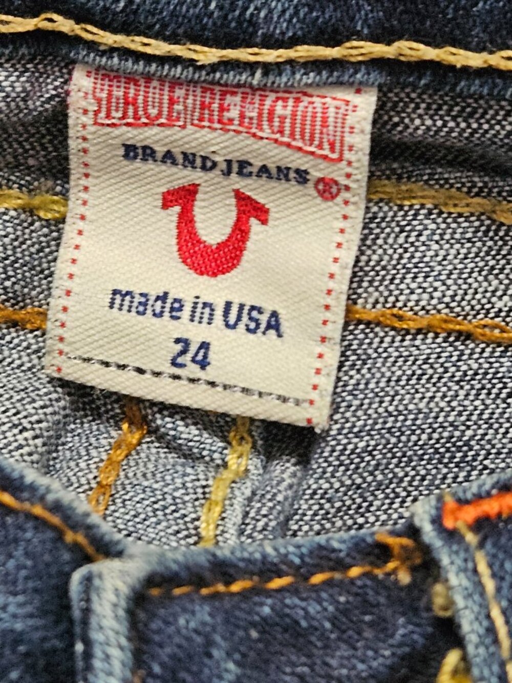 True Religion Billy Jeans Denim Made in USA Thick Stitching Flap Pockets Size 24 - Picture 4 of 11
